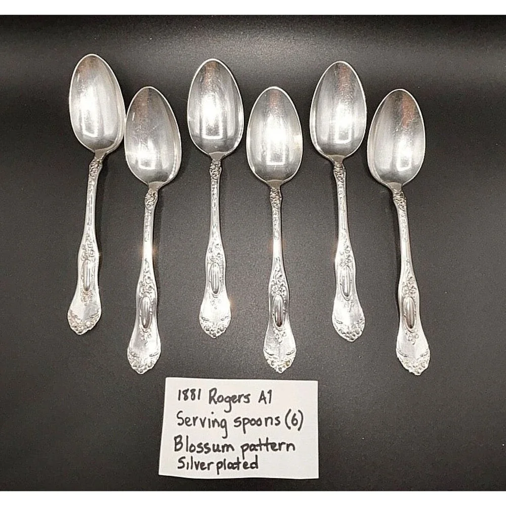 Antique 1881 Rogers A1 Silverplate (6) Teaspoons Blossom Pattern No Mono Art Nou